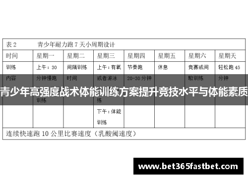 青少年高强度战术体能训练方案提升竞技水平与体能素质